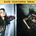 girl in black dress with Goth theme and a list of Goth Username